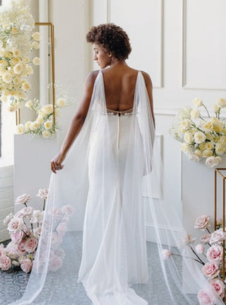 Bridal Wings from Tailored Tulle at Mae Bridal, bridal wings, english net cape veil, cathedral bridal cape