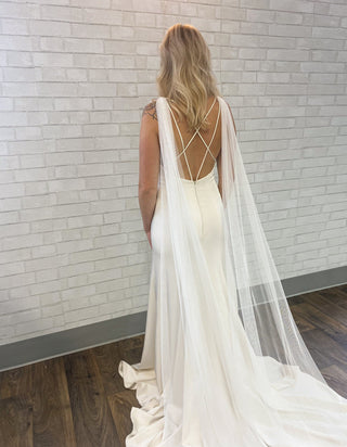 Bridal Wings by Tailored Tulle at Mae Bridal, bridal wings, english net cape veil, hand sewn in Portland, Oregon