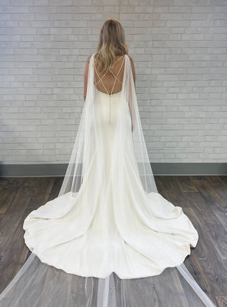Tailored Tulle Bridal Wings, cathedral bridal cape at Mae Bridal, hand sewn in Portland, Oregon