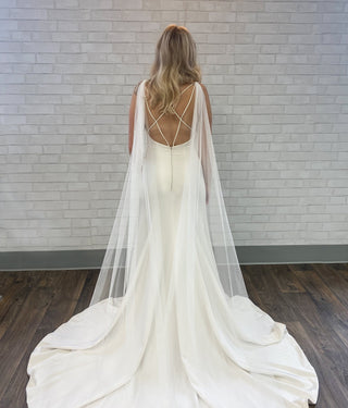 Tailored Tulle Bridal Wings at Mae Bridal, made to order, english net cape veil, bridal wings, hand sewn in Portland, Oregon