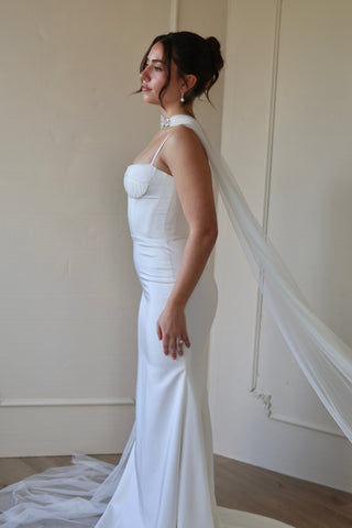 Crystal Choker Bridal Scarf from Tailored Tulle at Mae Bridal, crystal bridal scarf, bridal neck scarf, wedding veil alternative