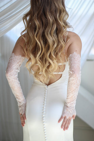 Tailored Tulle Delicate Vintage Lace Sleeves, lace wedding sleeves at Mae Bridal