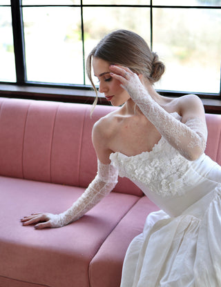 Delicate Vintage Lace Sleeves from Tailored Tulle at Mae Bridal, vintage lace bridal sleeves, detachable bridal sleeves, lace wedding sleeves