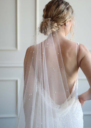 Dew Drop and Pearl Veil by Tailored Tulle at Mae Bridal, dew drop and pearl veil, pearl crystal wedding veil