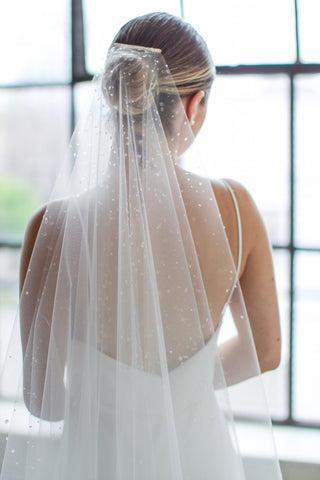 Dew Droplet Drop Veil by Tailored Tulle at Mae Bridal, dew droplet drop veil, crystal drop wedding veil