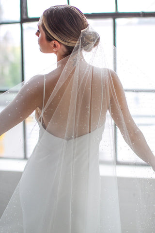 Dew Droplet Drop Veil by Tailored Tulle at Mae Bridal, dew droplet drop veil, crystal drop wedding veil, made to order