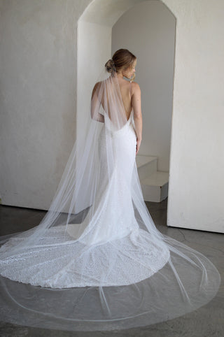 Tailored Tulle Dew Droplet Veil at Mae Bridal, made to order, crystal wedding veil, dew droplet veil
