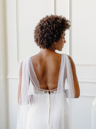 English Net Bridal Cape from Tailored Tulle at Mae Bridal, english net bridal cape, wedding cape veil, bridal cape