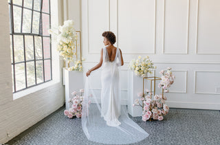 Tailored Tulle English Net Bridal Cape at Mae Bridal, english net bridal cape, wedding cape veil, bridal cape, hand sewn in Portland, Oregon