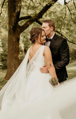 English Net Bridal Cape by Tailored Tulle at Mae Bridal, english net bridal cape, wedding cape veil, hand sewn in Portland, Oregon