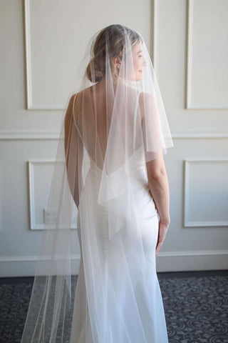Tailored Tulle English Net Drop Veil at Mae Bridal, english net drop veil, drop wedding veil, cathedral drop veil