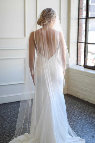 Tailored Tulle English Net Drop Veil, cathedral drop veil at Mae Bridal