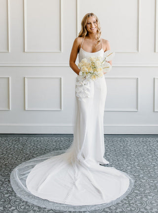 English Net Veil from Tailored Tulle at Mae Bridal, english net veil, english net wedding veil, raw edge bridal veil