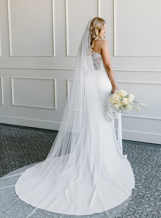 English net wedding veil at Mae Bridal, the Tailored Tulle English Net Veil, hand sewn in Portland, Oregon