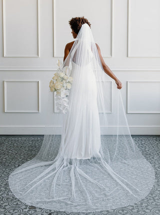 Extra Wide Pearl Veil by Tailored Tulle at Mae Bridal, extra wide pearl veil, wide wedding veil