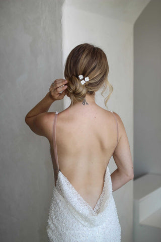 Floral Pearl Pins by Tailored Tulle at Mae Bridal, floral pearl hair pins, bridal hair pins