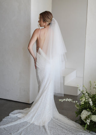 Tailored Tulle Four Layer Tulle Veil at Mae Bridal, four layer tulle veil, voluminous wedding veil, layered bridal veil