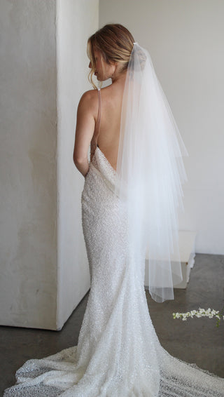 Tailored Tulle Four Layer Tulle Veil at Mae Bridal, four layer tulle veil, voluminous wedding veil, layered bridal veil, hand sewn in Portland, Oregon