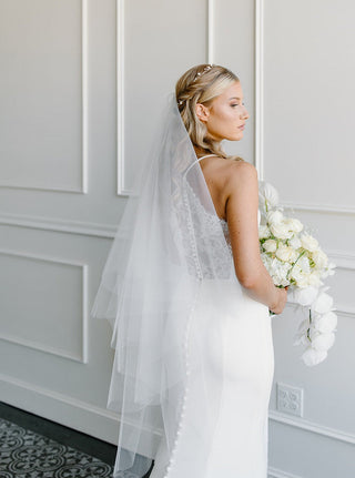 Voluminous wedding veil at Mae Bridal, the Tailored Tulle Four Layer Tulle Veil, hand sewn in Portland, Oregon