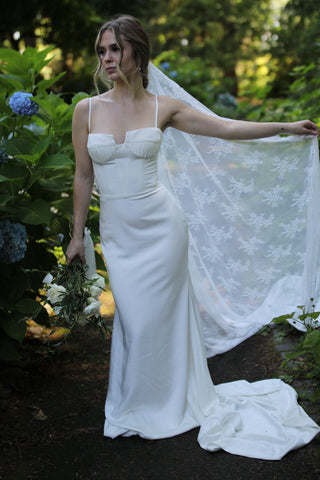 Full Lace Mantilla Veil from Tailored Tulle at Mae Bridal, full lace mantilla veil, mantilla wedding veil, all lace bridal veil, made to order