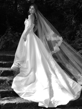 Lace Drop Veil by Tailored Tulle at Mae Bridal, lace drop veil, drop wedding veil