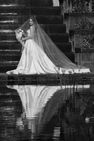 Lace Drop Veil from Tailored Tulle at Mae Bridal, lace drop veil, drop wedding veil, lace edged bridal veil
