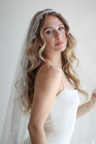 Lace Mantilla Veil by Tailored Tulle at Mae Bridal, lace mantilla veil, mantilla wedding veil