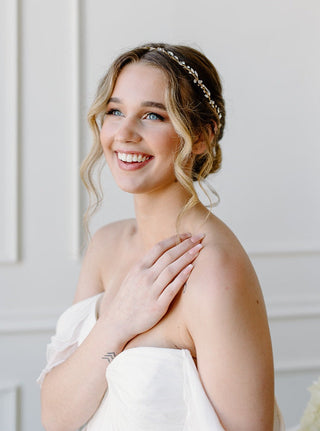 Wedding headband at Mae Bridal, the Tailored Tulle Opalescent Hair Vine