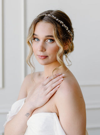 Opalescent Hair Vine from Tailored Tulle at Mae Bridal, bridal hair vine, wedding headband, opalescent hair accessory