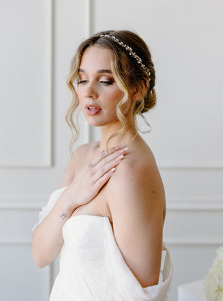 Tailored Tulle Opalescent Hair Vine at Mae Bridal, made to order, wedding headband, bridal hair vine
