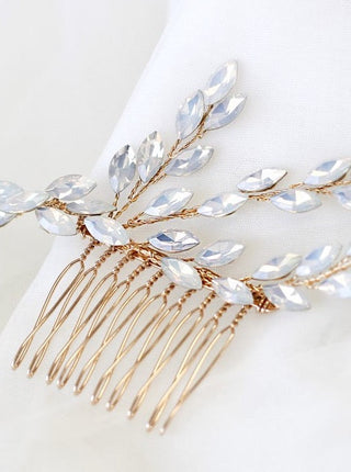 Opalescent Jewel Hair Comb by Tailored Tulle at Mae Bridal, opalescent bridal hair comb, wedding hair comb