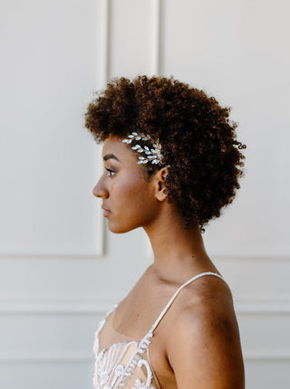 Wedding hair comb at Mae Bridal, the Tailored Tulle Opalescent Jewel Hair Comb