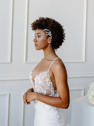 Opalescent Jewel Hair Comb from Tailored Tulle at Mae Bridal, opalescent bridal hair comb, wedding hair comb, bridal hair accessories