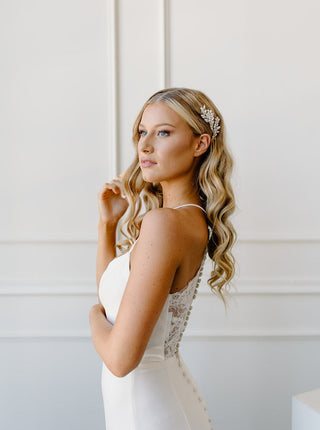 Tailored Tulle Pearl Branch Hair Comb, bridal hair accessories at Mae Bridal