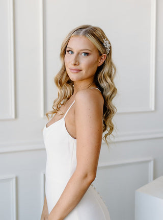 Tailored Tulle Pearl Branch Hair Comb at Mae Bridal, made to order, wedding hair comb, pearl bridal hair comb