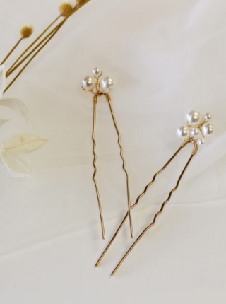 Pearl Cluster Hair Pins by Tailored Tulle at Mae Bridal, pearl bridal hair pins, wedding hair pins, made to order