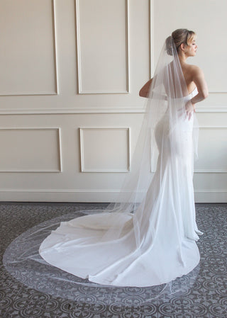 Pearl Edged Drop Veil by Tailored Tulle at Mae Bridal, pearl edged drop veil, pearl wedding veil