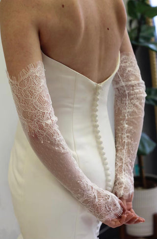 Tailored Tulle Swiss Dot Lace Sleeves, lace wedding sleeves at Mae Bridal
