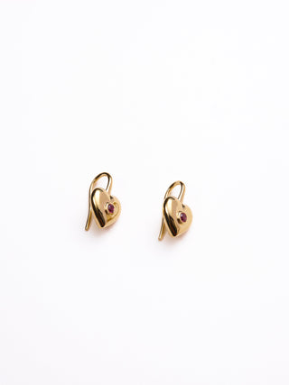 Their Studios Billie Heart Gem Earrings front view at Mae Bridal, heart gem earrings, bridal jewelry earrings, wedding day jewelry