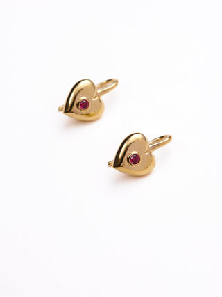 Their Studios Billie Heart Gem Earrings, on model, wedding accessories jewelry at Mae Bridal