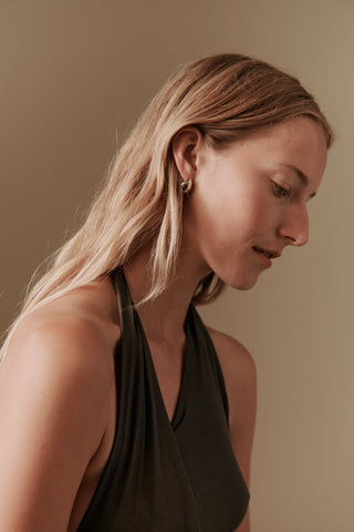 Wedding jewelry earrings at Mae Bridal, the Their Studios Hannah Teardrop Studs, detail
