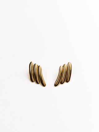 Their Studios Maxime Large Ribbed Earrings front view at Mae Bridal, ribbed statement earrings, luxury bridal earrings, luxury bridal jewellery