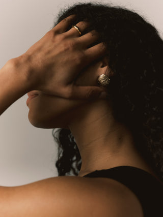 Modern bridal jewellery designs at Mae Bridal, the Their Studios Sydney Cushion Shape Earrings, detail