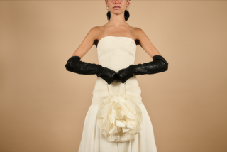 Théoro Flora Bag petal detail at Mae Bridal, bridal purse, bride bag, silk organza bag