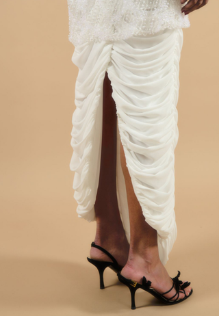 Théoro Lilly Skirt high waist with back opening at Mae Bridal, bridal skirt, chiffon bridal skirt, bridal separates