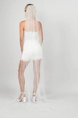 Tina Chapel Veil with Pearl Studded Border