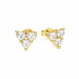 Story of Three Hearts Lab Grown Diamond Heart Stud Earrings Rose Gold