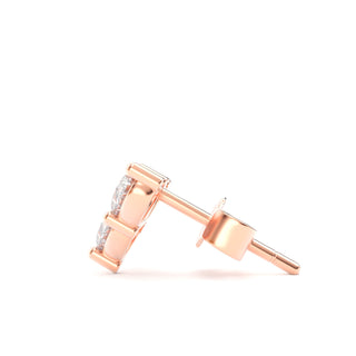 Story of Three Hearts Lab Grown Diamond Heart Stud Earrings Rose Gold