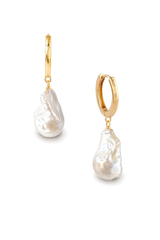 Baroque Pearl Huggies 18k On Sterling