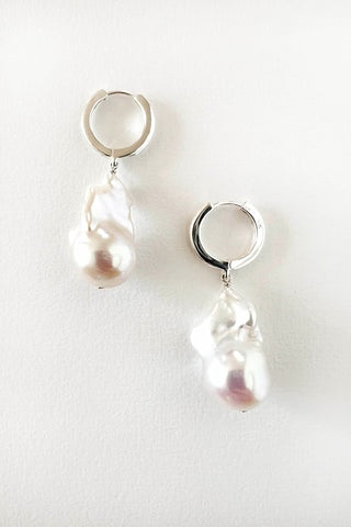 Men's Baroque Pearl Huggies Sterling Silver
